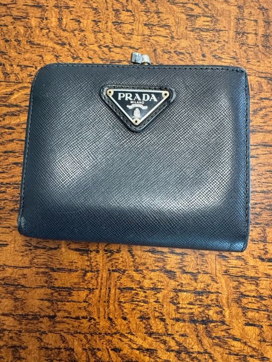 Prada Handbags - Prada Vintage Black Saffiano Leather Kisslock Bi-Fold Wallet w/COA